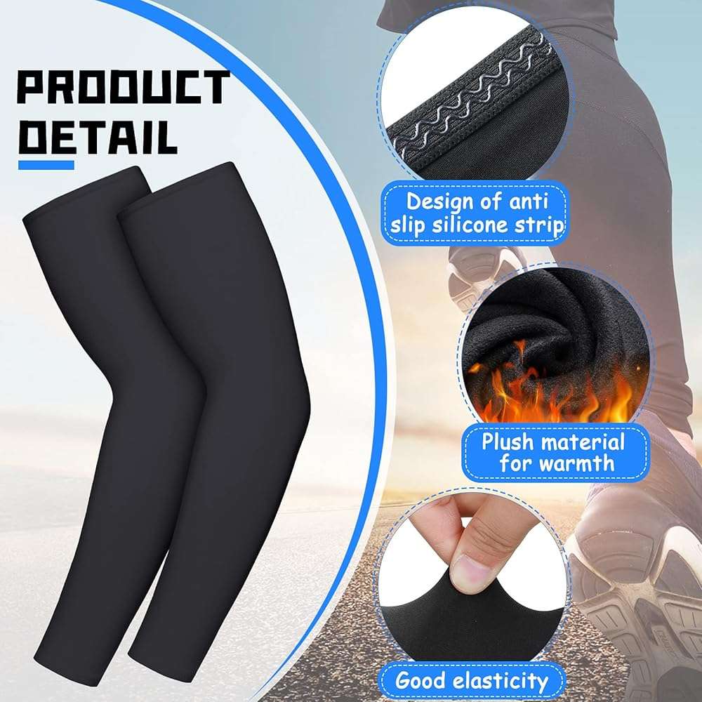 Skylety 4 Pieces Thermal Arm Warmer Compression Arm Sleeve for Men Women Winter Outdoor Activities Cycling Basketball Running - Image 2