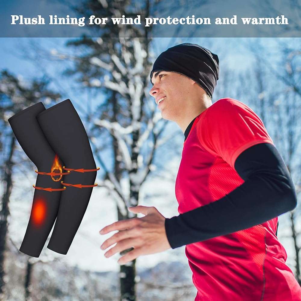 Skylety 4 Pieces Thermal Arm Warmer Compression Arm Sleeve for Men Women Winter Outdoor Activities Cycling Basketball Running - Image 5