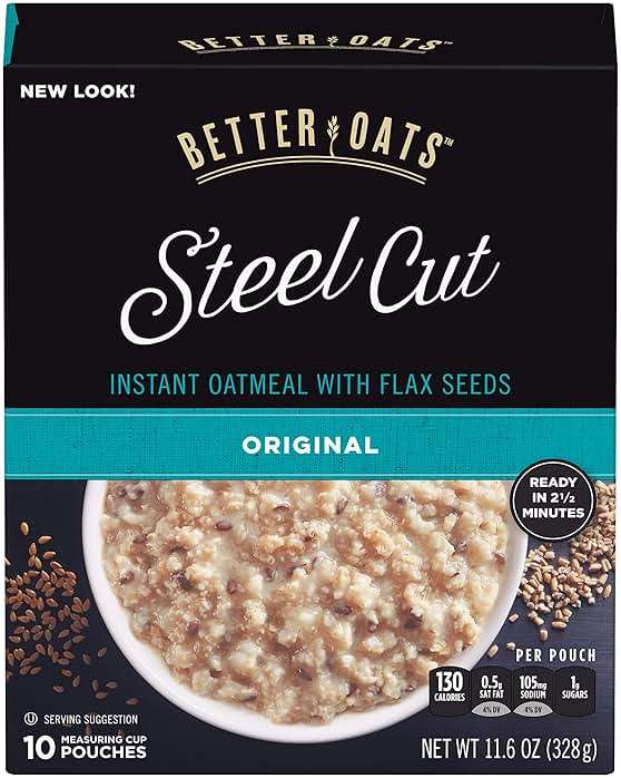 2 pack Better Oats, Steel Cut Classic Instant Oatmeal With Flax, 10 Ct Box - Image 1