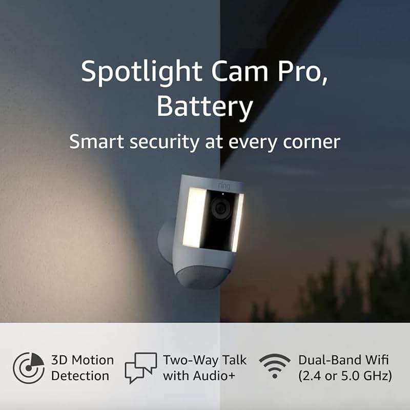 Ring Spotlight Cam Pro, Battery, Home or business security, Retinal 2K Video, Color Night Vision and Two-Way Talk with Audio+, White - Image 5