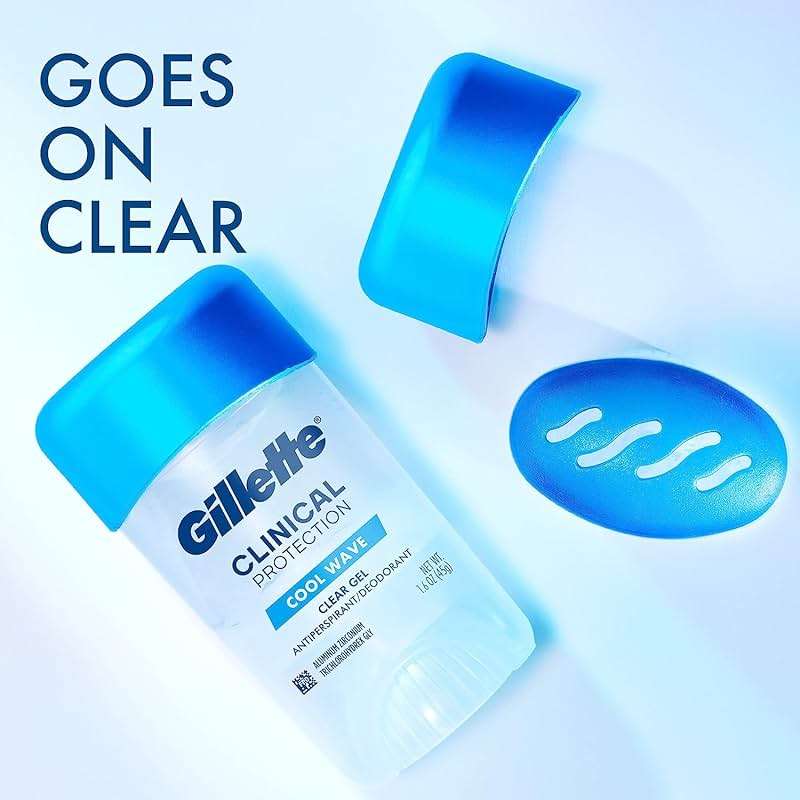 Gillette Clinical Antiperspirant and Deodorant for Men, 100HR Sweat & Odor Protection, Long Lasting Freshness, Anti-White Mark Technology, Clear Gel, Cool Wave Scent, 1.6 oz (Pack of 3) - Image 3