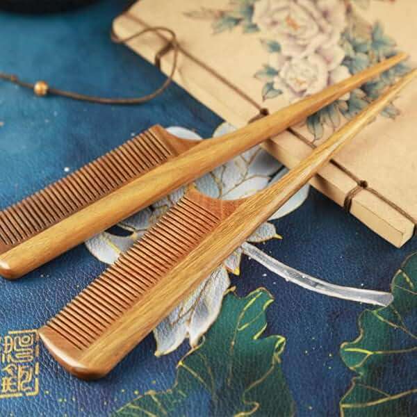 LWBTOSEE Anti-Static Natural Sandalwood Combs Portable Hair Salon Wood Comb Rat Tail Brush Hairdressing Styling Tool Hair Care Hair Comb - Image 6