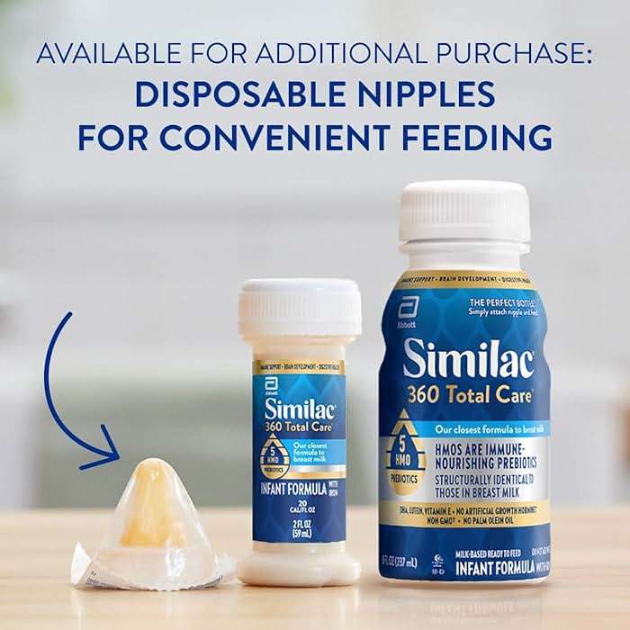 Similac 360 Total Care Infant Formula, Has 5 HMO Prebiotics, Our Closest Prebiotic Blend to Breast Milk, Non-GMO, Baby Formula, Ready to Feed, 8-fl-oz Bottle, Pack of 24 - Image 12