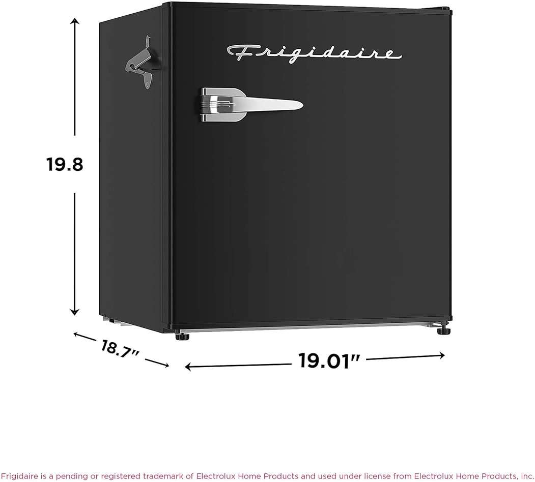 FRIGIDAIRE Black Retro Mini Refrigerator-Energy Saving-Adjustable Thermostat Control-Side Mounted Bottle Opener-Ideal for Dorm, Office, RV, Garage, Apartment 1.6 Cubic Feet - Image 3