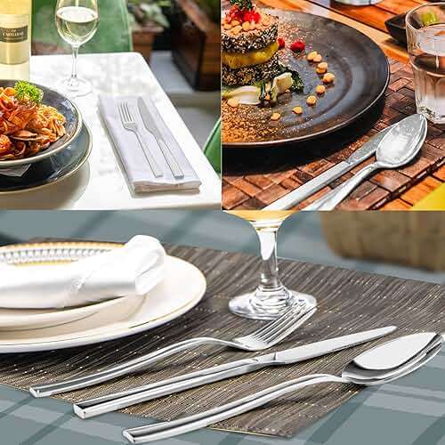 Silverware Set for 8, Briout 40 Piece Flatware Cutlery Set Stainless Steel Luxury Square Tableware Thick Knife Fork Spoon for Home Kitchen Restaurant Wedding, Mirror Polished, Dishwasher Safe - Image 7