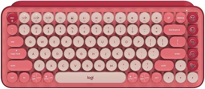 Logitech POP Keys Mechanical Wireless Keyboard with Customizable Emoji Keys, Durable Compact Design, Bluetooth or USB Connectivity, Multi-Device, OS Compatible - Heartbreaker Rose - Image 1