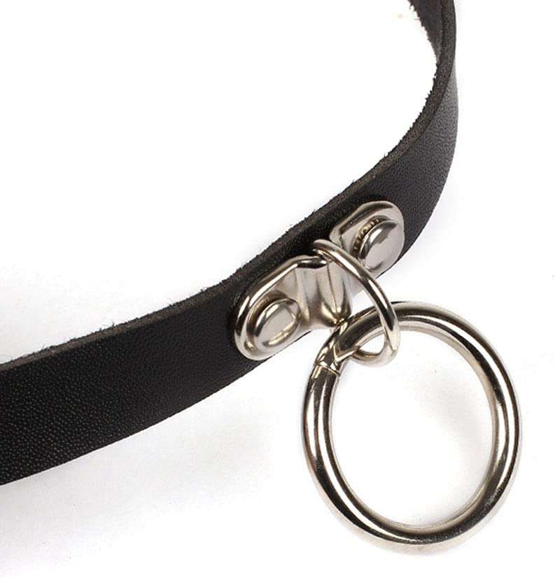 Shegirl Gothic Choker Necklace Black Geometric Leather Collar Necklace Fashion Punk Jewelry for Women (Ring) - Image 5