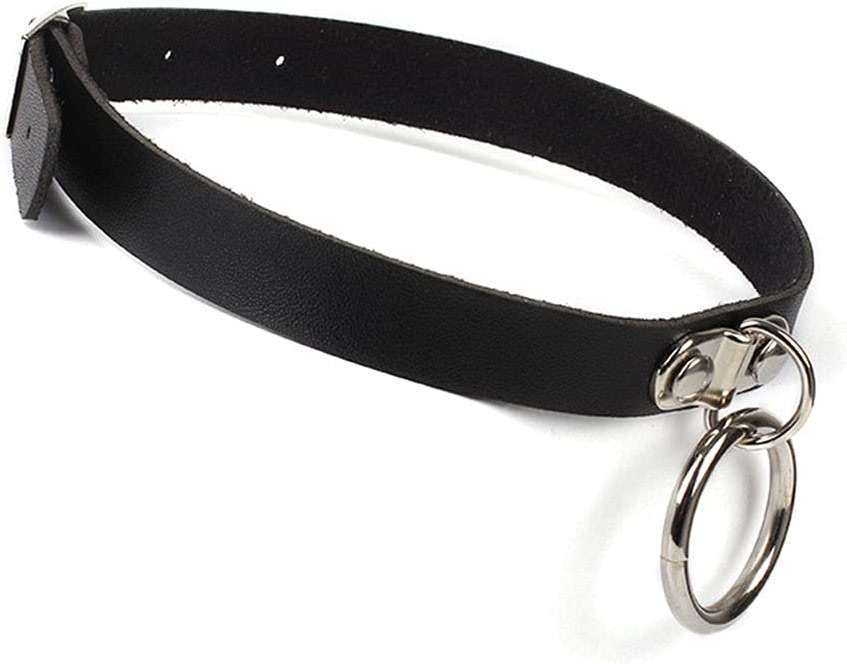 Shegirl Gothic Choker Necklace Black Geometric Leather Collar Necklace Fashion Punk Jewelry for Women (Ring) - Image 6