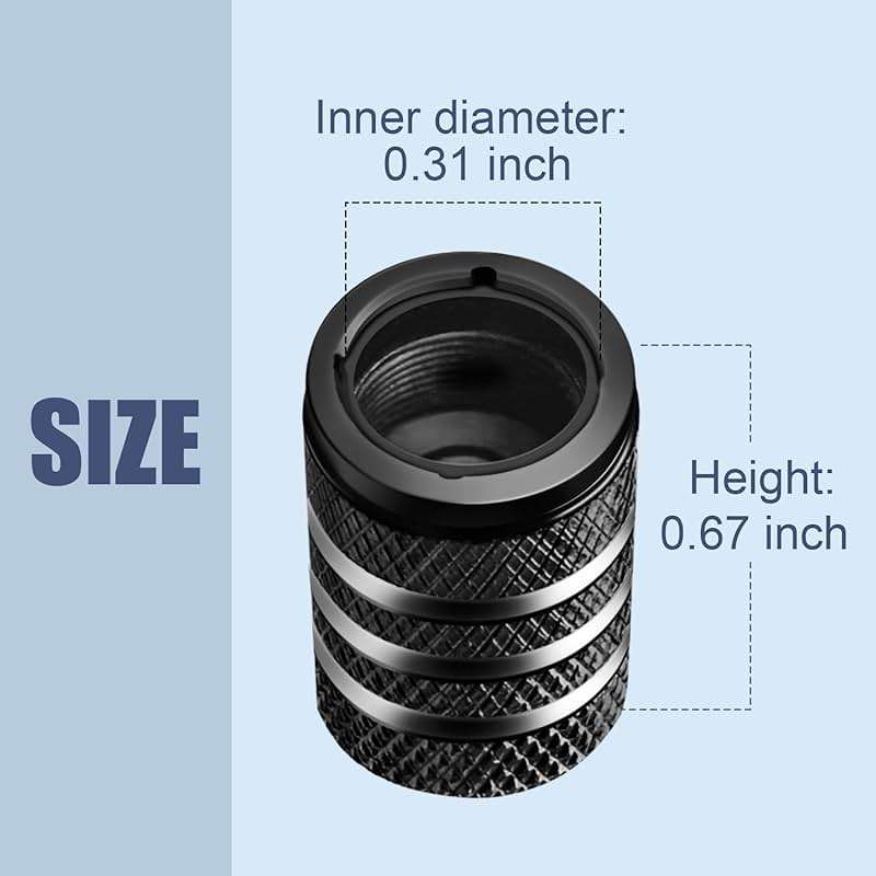 Tire Valve Stem Cap Cover - (12 Pack) Tire Air Cap Metal with Plastic Liner Corrosion Resistant Leak-Proof American Flag for Car Truck Motorcycle Bike Black - Image 3