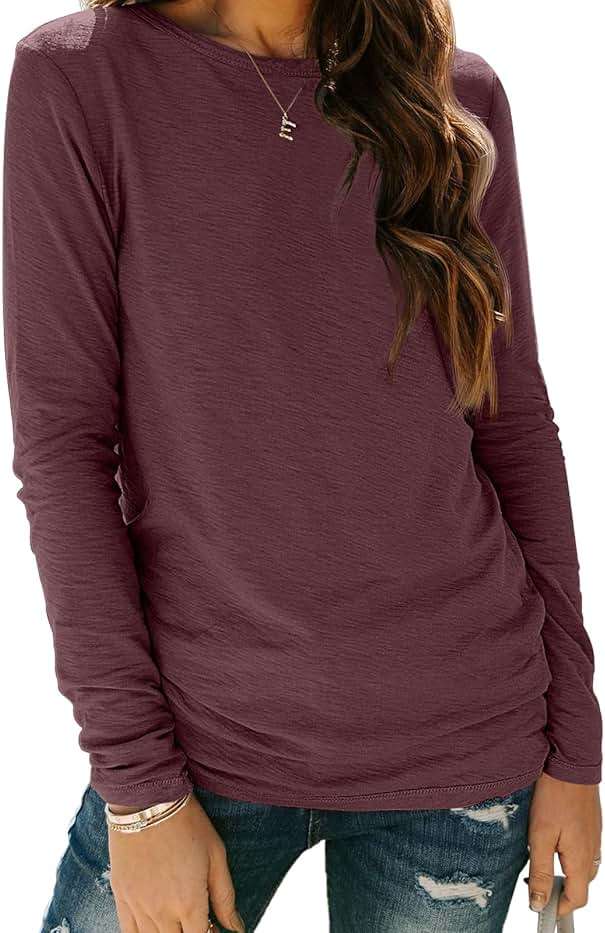 AUTOMET Women‘s Basic Long Sleeve Crewneck, Plus Size Winter & Spring Top, Casual Fall Tee for Teacher & Everyday Outfits - Image 1