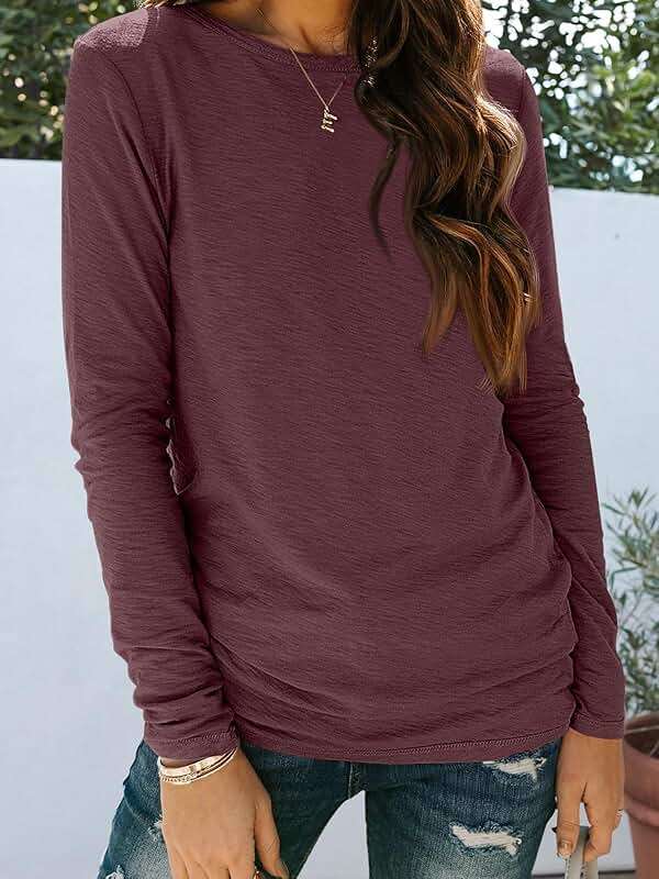 AUTOMET Women‘s Basic Long Sleeve Crewneck, Plus Size Winter & Spring Top, Casual Fall Tee for Teacher & Everyday Outfits - Image 6