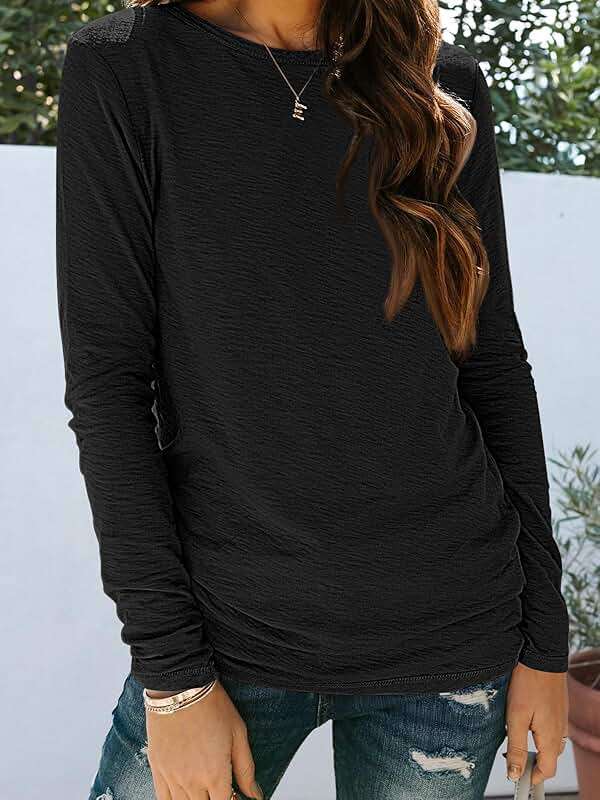 AUTOMET Women's Basic Long Sleeve Shirts Casual Crewneck Fall Winter Tops - Image 7