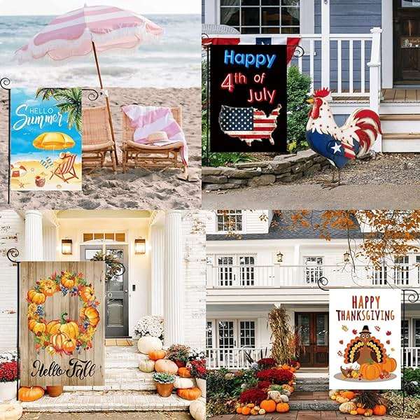 CDLong Seasonal Garden Flag Set of 12 Double Sided 12 x 18 Inch Yard Flag, Small garden flags for outside, Christmas Spring Seasonal Flag for Outdoor Holiday Decorations - Image 5