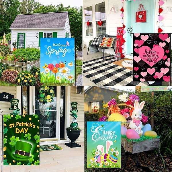 CDLong Seasonal Garden Flag Set of 12 Double Sided 12 x 18 Inch Yard Flag, Small garden flags for outside, Christmas Spring Seasonal Flag for Outdoor Holiday Decorations - Image 6