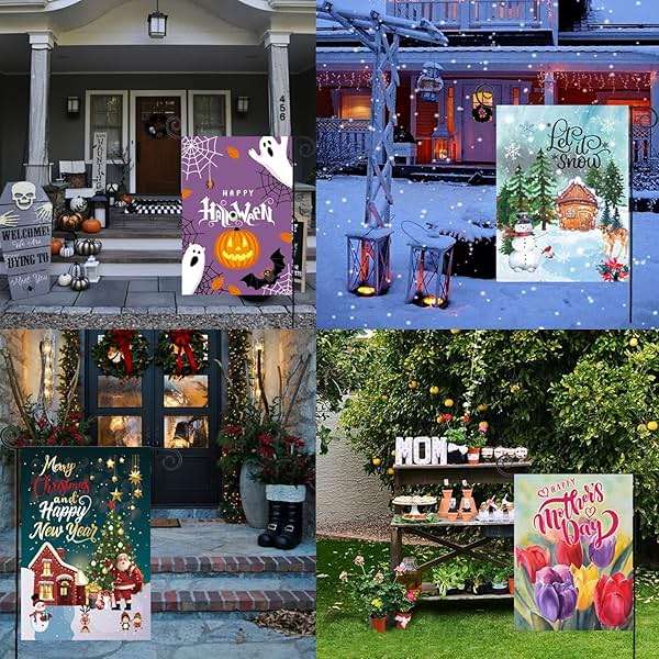 CDLong Seasonal Garden Flag Set of 12 Double Sided 12 x 18 Inch Yard Flag, Small garden flags for outside, Christmas Spring Seasonal Flag for Outdoor Holiday Decorations - Image 7