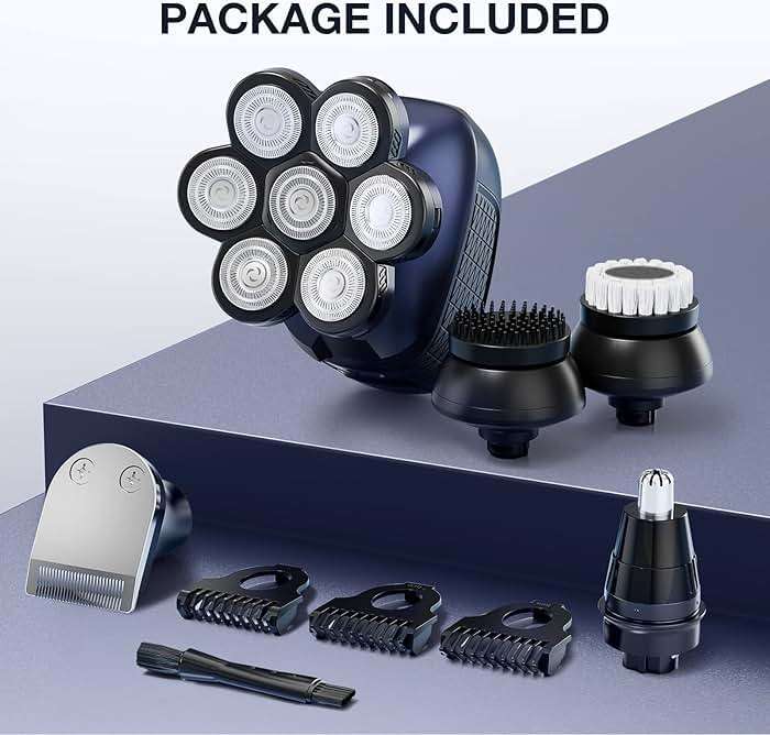 Wyklaus Head Shaver, Upgrade Head Shavers for Bald Men, Head Electric Razor with Nose Hair Trimmer, IPX6 Waterproof Wet/Dry Mens Grooming Kit, Anti-Pinch, LED Display, USB Rechargeable - Image 8