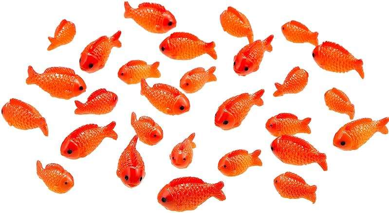 Yookeer 36 Pcs Miniature Fake Goldfish Toys Plastic Mini Realistic Koi Fish Little Resin Figurines Small Artificial Cute Aquarium Decorations for Games Party Crafts DIY Garden Favor Supplies Ornament - Image 1