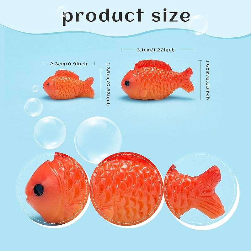 Yookeer 36 Pcs Miniature Fake Goldfish Toys Plastic Mini Realistic Koi Fish Little Resin Figurines Small Artificial Cute Aquarium Decorations for Games Party Crafts DIY Garden Favor Supplies Ornament - Image 3