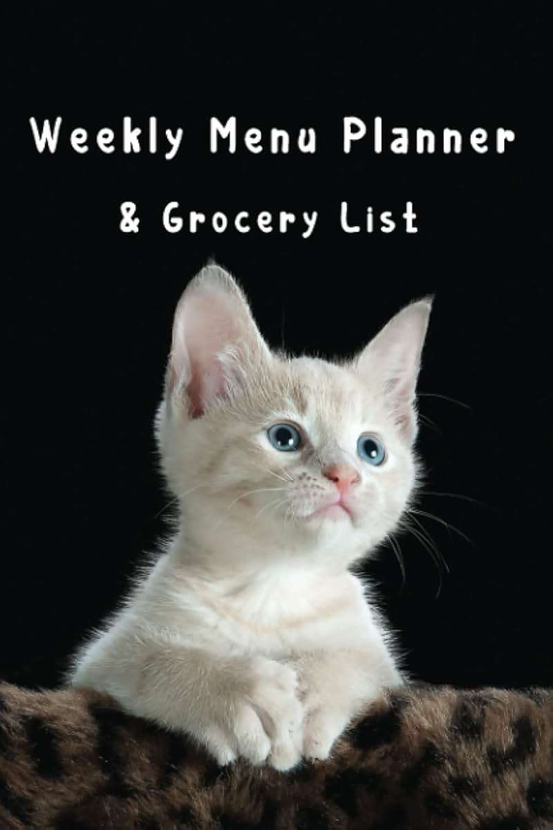 Weekly Menu Planner and Grocery List: 52 Weeks of Meal Planning Track (Food Planner / Diary / Log / Journal / Calendar) with Fridge Inventory Tracker (Cat Lover Themed) - Image 1