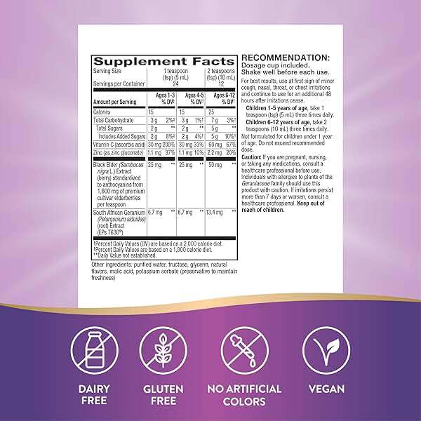 Nature's Way Sambucus Kids Cough Relief +(1) Immune Syrup*, Feel Better Faster(1), Clinically Proven South African Geranium, with Elderberry Extract, Vitamin C & Zinc, Gluten Free, Vegan, 4 Fl Oz - Image 5