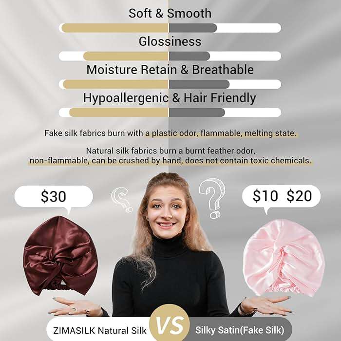 ZIMASILK 22 Momme 100% Mulberry Silk Bonnet for Sleeping & Women Hair Care, Highest Grade 6A Silk Hair wrap for Sleeping with Premium Elastic Stay On Head (1Pc, Burgundy) - Image 3