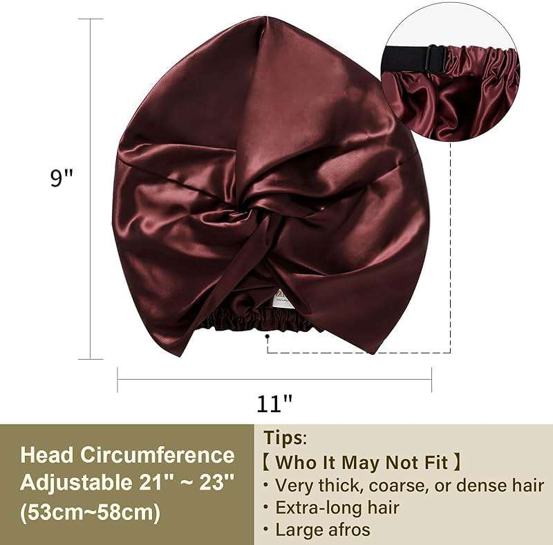 ZIMASILK 22 Momme 100% Mulberry Silk Bonnet for Sleeping & Women Hair Care, Highest Grade 6A Silk Hair wrap for Sleeping with Premium Elastic Stay On Head (1Pc, Burgundy) - Image 5