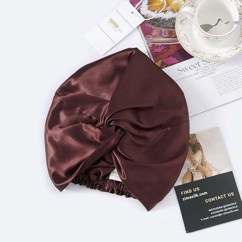 ZIMASILK 22 Momme 100% Mulberry Silk Bonnet for Sleeping & Women Hair Care, Highest Grade 6A Silk Hair wrap for Sleeping with Premium Elastic Stay On Head (1Pc, Burgundy) - Image 7