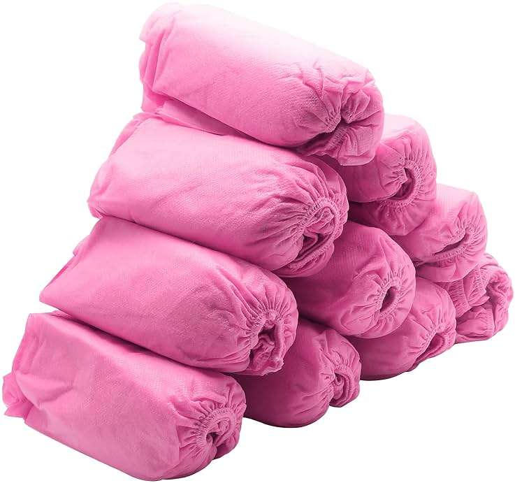 Piutouyar Shoe Covers Disposable Non-slip for Indoors 100 Pack (50 Pairs) Shoe & Boot Covers Disposable Booties Shoe Covers, One Size Fits All, Pink - Image 4
