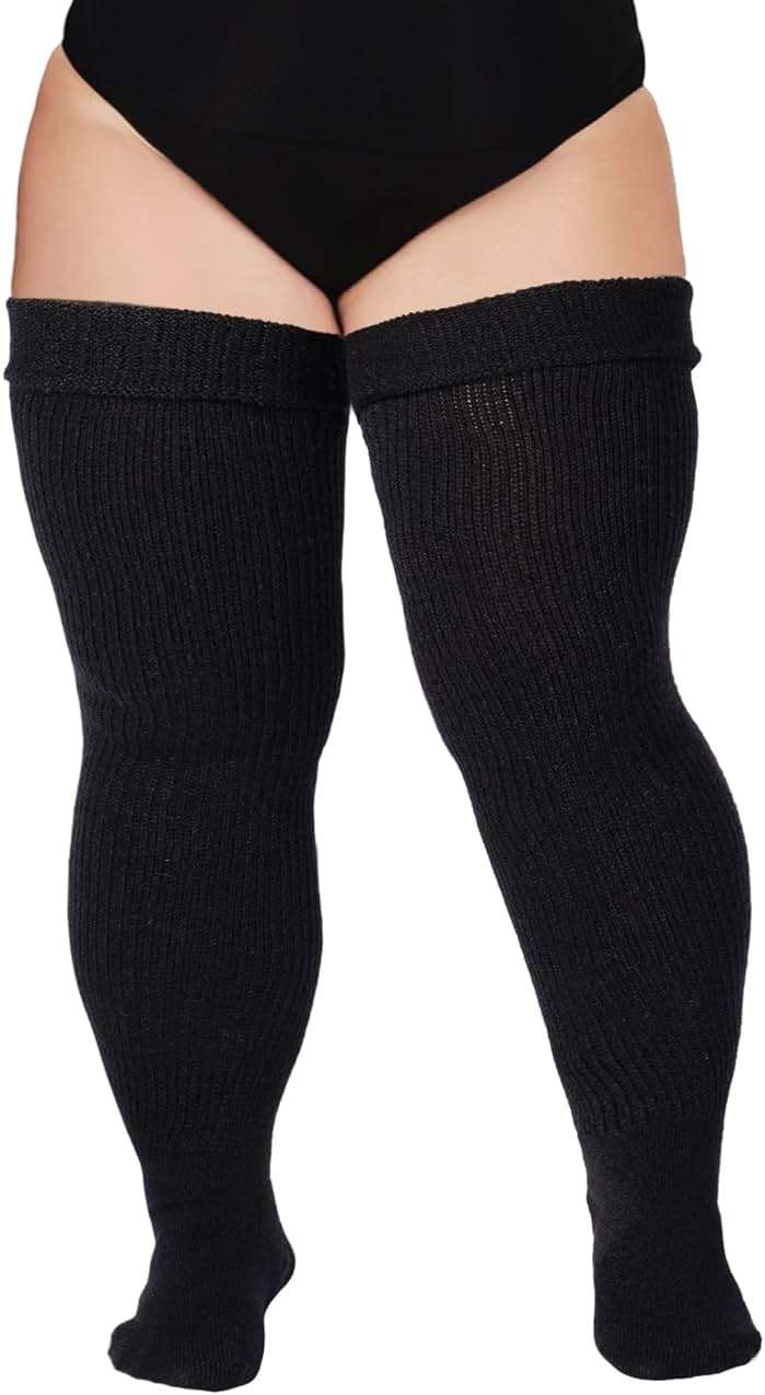 Moon Wood Plus Size Womens Thigh High Socks for Thick Thighs- Extra Long Thick Over the Knee Stockings- Leg Warmers Socks - Image 1