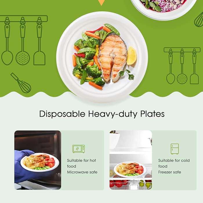 ECOLipak 6.85 Inch Compostable Dessert Paper Plates, 150 Pack Disposable Biodegradable Heavy Duty Eco-friendly Sugarcane Bagasse Halloween Plates for Party - Image 4