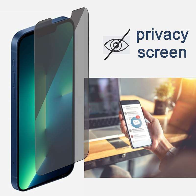 Ailun 2Pack Privacy Screen Protector for iPhone 13 Pro Max [6.7 inch] + 2 Pack Camera Lens Protector, Anti Spy Private Tempered Glass Film, [9H Hardness] - HD - Image 3