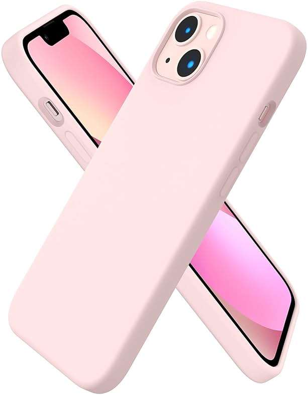 ORNARTO Compatible with iPhone 13 Case 6.1, Slim Liquid Silicone 3 Layers Full Covered Soft Gel Rubber Phone Case Protective Cover 6.1 Inch-Chalk Pink - Image 1