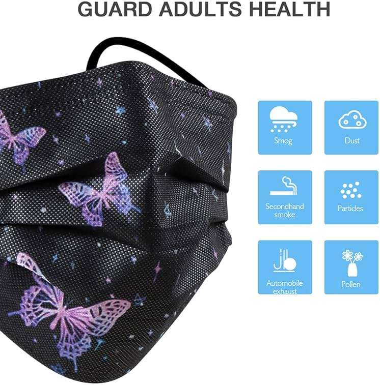 100 Pcs Disposable Face Masks - 3-Layer Breathable Safety Masks,Disposable Masks for Adults Men Women,Holiday Colorful Mask - Image 3