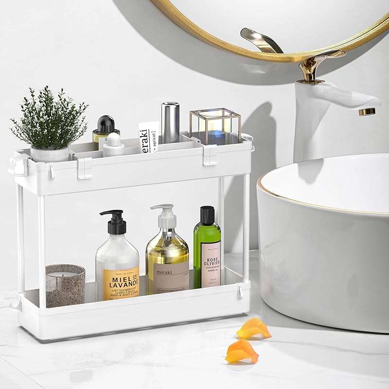 SPACELEAD Slim Storage Cart 3 Tier,Bathroom Organizer Rolling Utility, Mobile Shelving Unit Slide Out for Office, Kitchen, Laundry Room & Narrow Places,White - Image 5