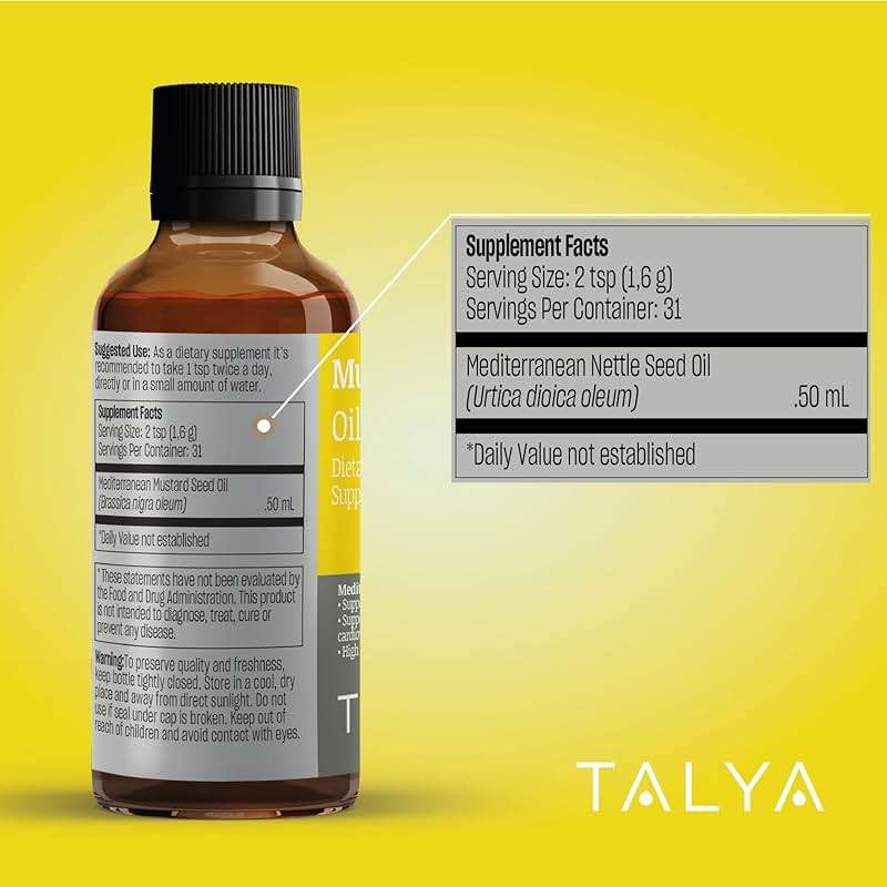 TALYA Herbal Pure Mustard Oil (Brassica nigra oleum) 100% Natural Pure Cold Pressed Oil 50ml (1.7 oz) glass bottle - Image 6