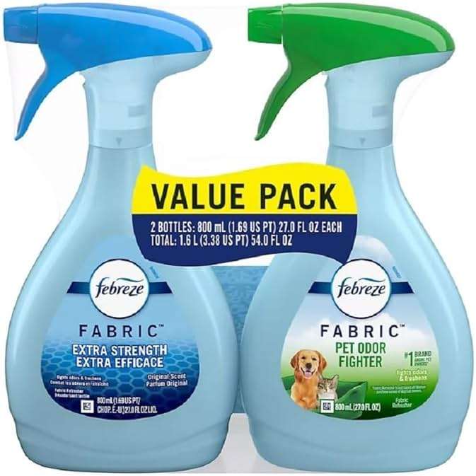 Febreze Fabric Refresher Value Pack, Pet Odor Eliminator and Extra Strength Fabric Deodorizer, 27 Fl Oz, Pack of 2 - Image 1