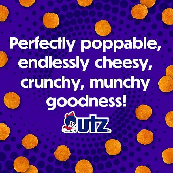 Utz Cheese Balls Barrel, Tasty Snack Baked with Real Cheddar Cheese, Delightfully Poppable Party Snack, Gluten, Cholesterol and Trans-Fat Free, Kosher Certified, 36.5 Oz - Image 7