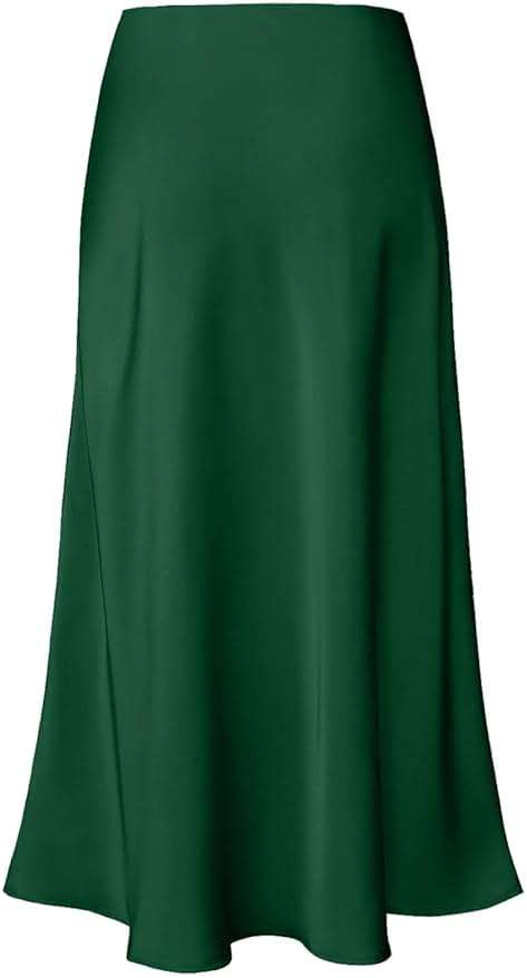 Modegal Women's Satin High Waist Hidden Elasticized Waistband Flared Casual A Line Midi Skirt - Image 5