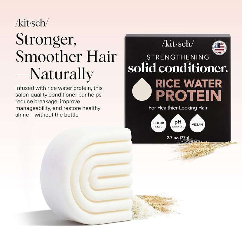 Kitsch Rice Water Conditioner Bar for Hair Growth – Rice Protein Hair Conditioner to Repair Damage, Prevent Split Ends & Boosts Shine – Paraben, Silicone & Sulfate-Free Hair Care - Made in USA, 2.7 oz - Image 2