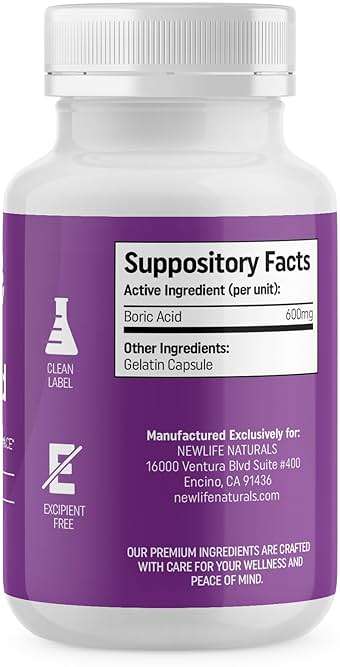 NewLife Naturals Boric Acid Suppositories for Women – 600mg NF Grade Boric Acid Powder, Vaginal Odor & pH Balance, Vaginal Suppositories, Made in USA, 60 Count - Image 7