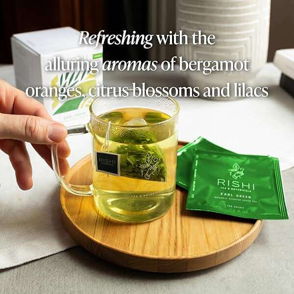 Rishi Tea Earl Japanese Green Tea with Bergamot - Organic & Low Caffeine Sachet Bags - 15 Count (Pack of 1) - Image 4