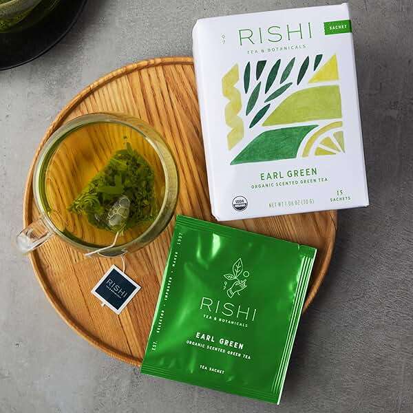 Rishi Tea Earl Japanese Green Tea with Bergamot - Organic & Low Caffeine Sachet Bags - 15 Count (Pack of 1) - Image 6