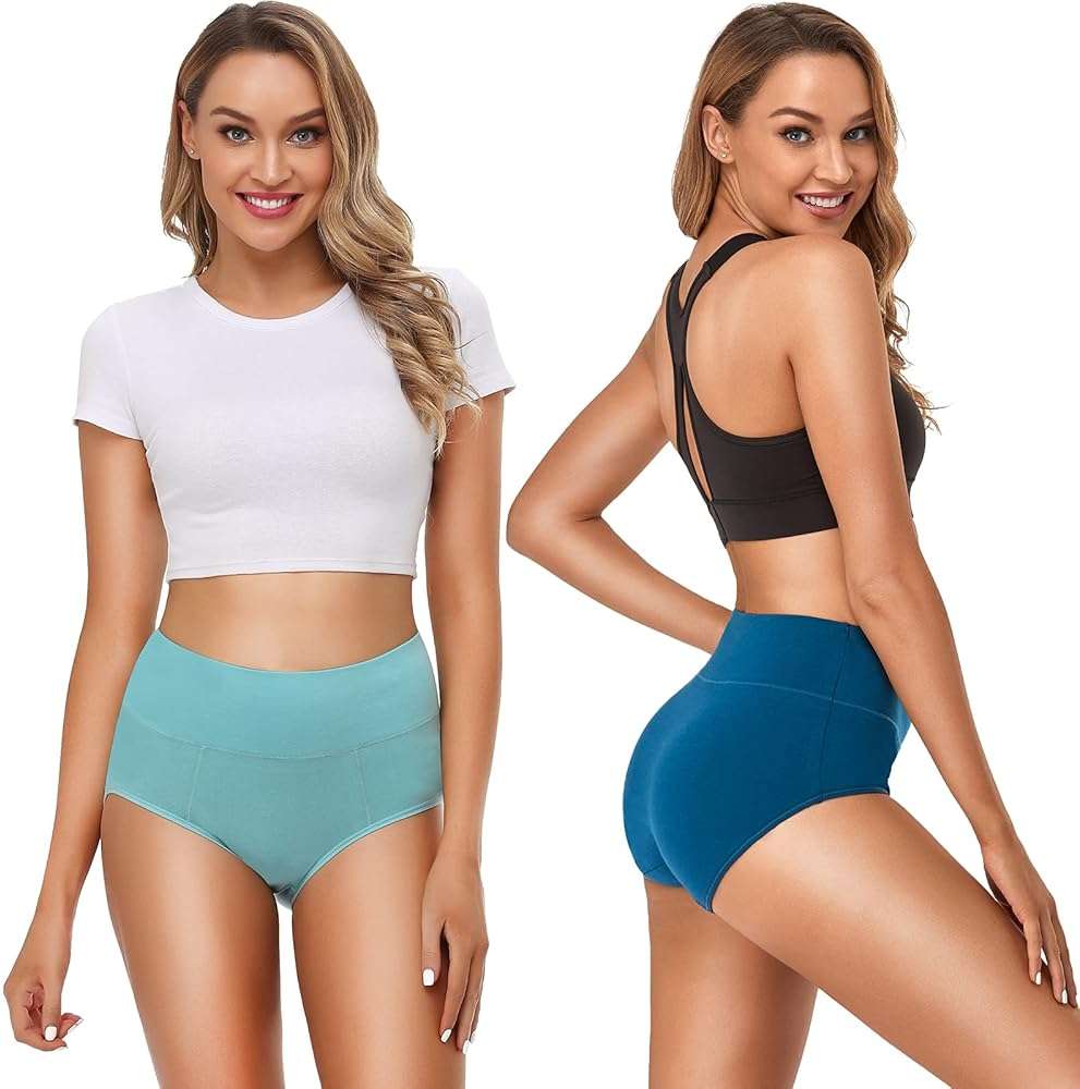 OLIKEME Cotton Underwear High Waisted Panties Full Coverage Underpants Soft Strech Ladies Briefs for Women Multi Pack - Image 2