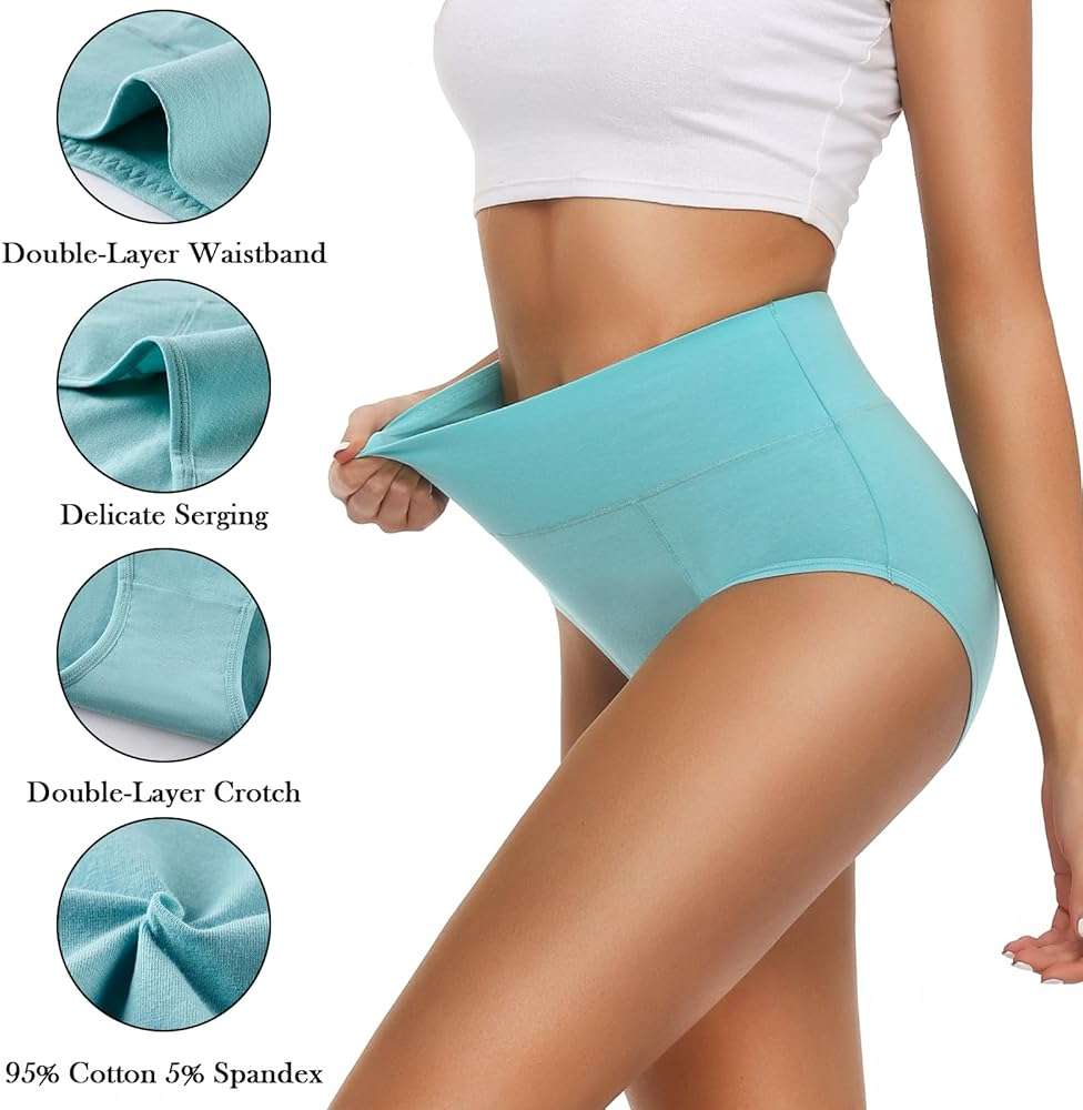 OLIKEME Cotton Underwear High Waisted Panties Full Coverage Underpants Soft Strech Ladies Briefs for Women Multi Pack - Image 3