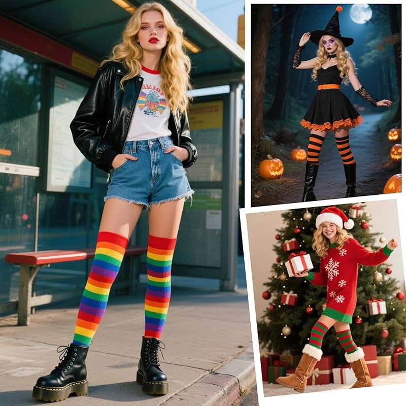 Zando Womens Long Thigh High Socks Cotton Over the Knee High Socks Thin Thigh High Stockings Pack for Daily Wear - Image 7