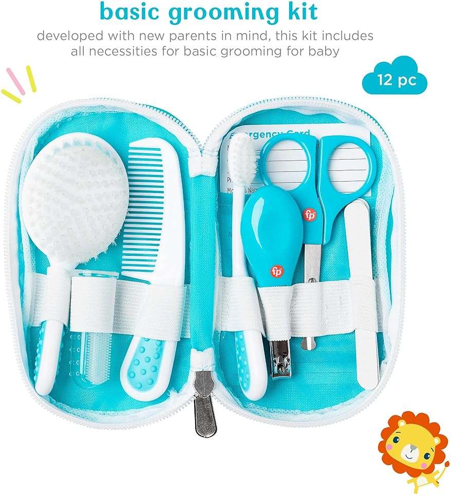 Smart Care Fisher-Price 12-Piece Baby Grooming Kit, Newborn Essentials, Baby Gift Set, Includes Baby Nail Kit, Baby Oral Care, Baby Hair Brush, Baby Comb - Image 2