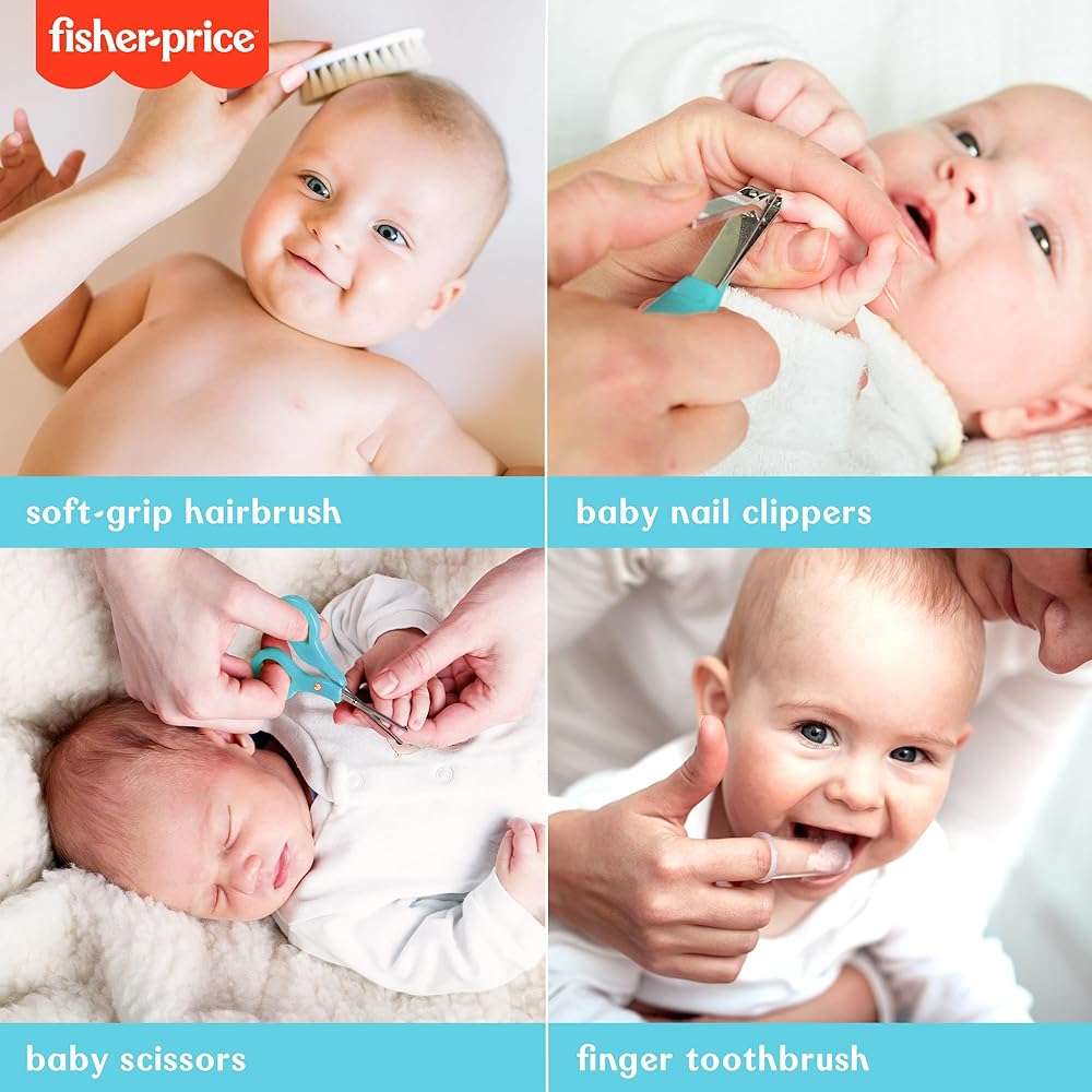 Smart Care Fisher-Price 12-Piece Baby Grooming Kit, Newborn Essentials, Baby Gift Set, Includes Baby Nail Kit, Baby Oral Care, Baby Hair Brush, Baby Comb - Image 5