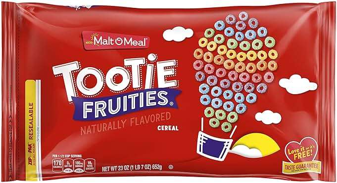 Malt-O-Meal Tootie Fruities Breakfast Cereal for Kids, Colorful and Fruity, Family Size, 23 oz Resealable Bag - Image 1