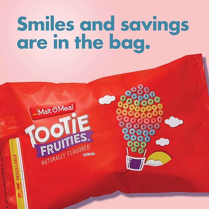 Malt-O-Meal Tootie Fruities Breakfast Cereal for Kids, Colorful and Fruity, Family Size, 23 oz Resealable Bag - Image 5