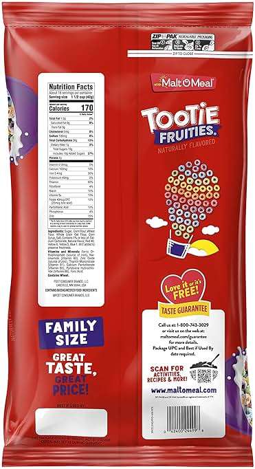 Malt-O-Meal Tootie Fruities Breakfast Cereal for Kids, Colorful and Fruity, Family Size, 23 oz Resealable Bag - Image 10